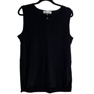 Jones Studio Sleeveless Keyhole Neck Hi-Low Hem Tank Top Black Women's Size XL
